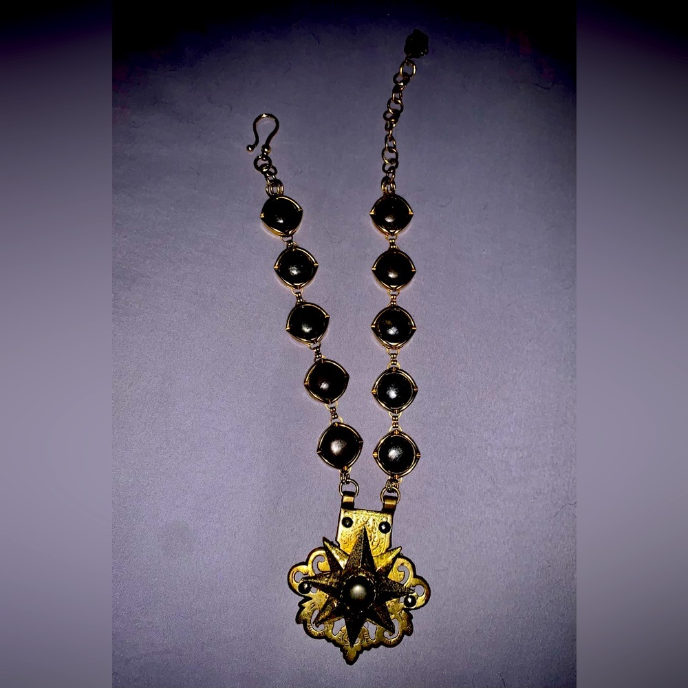 Beautiful Brass Renaissance style vintage very unique, one of a kind Necklace